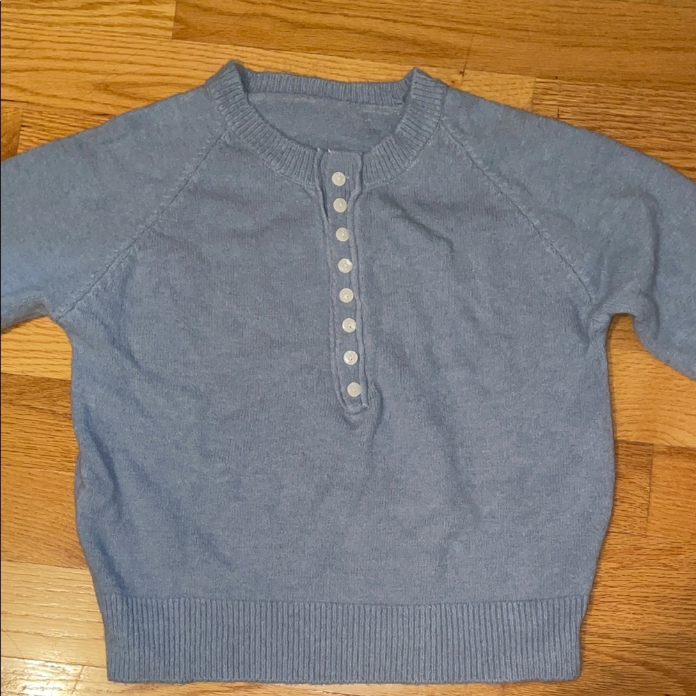 Women Blue Button-Up Sweater